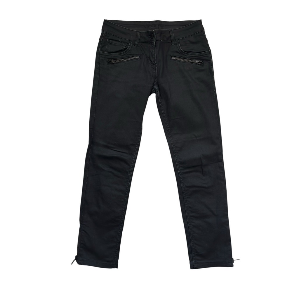 Sandro Paris Sz 38‎ Black Denim  Skinny Jeans Low Rise Zip Detail